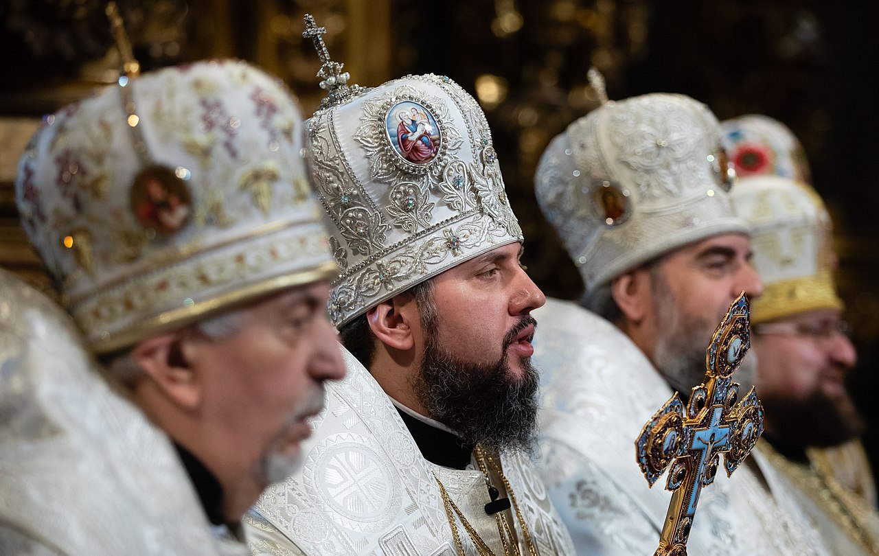 Orthodox Prelates seated together with liturgical garb