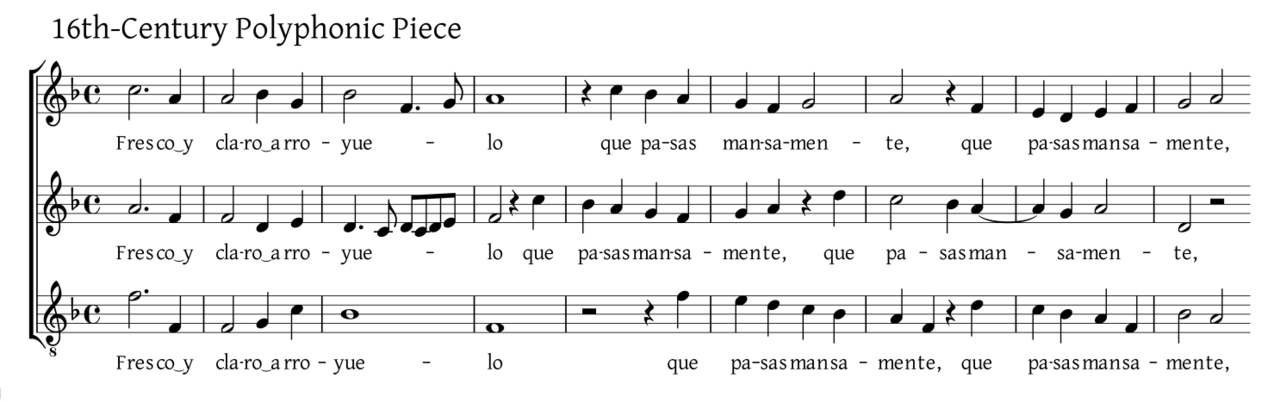 one line of 16th century polyphonic music