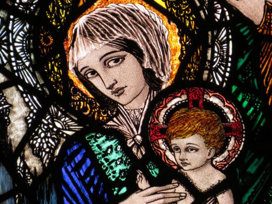 Harry Clarke stained glass window of Mother and Child