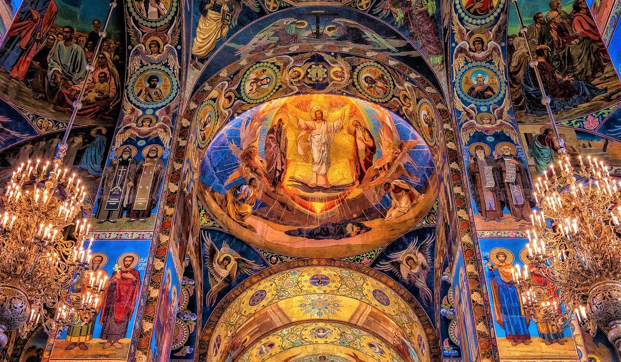 ornate orthodox church dome and ceiling