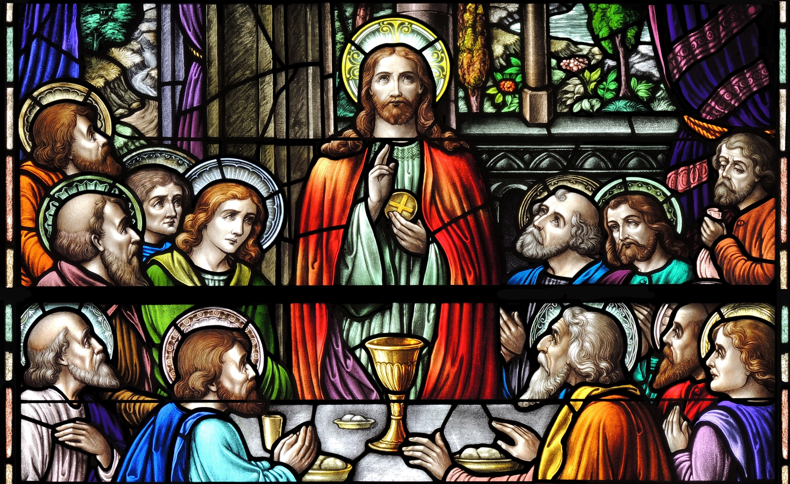 Last Supper stained glass at St. Joseph Catholic Church in Somers, NY
