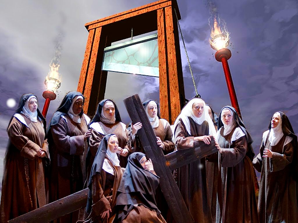 Carmelite martyrs of Compiegne with guillotine in background