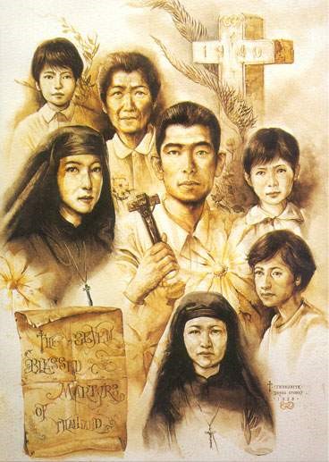 Drawing of the seven martyrs of Thailand