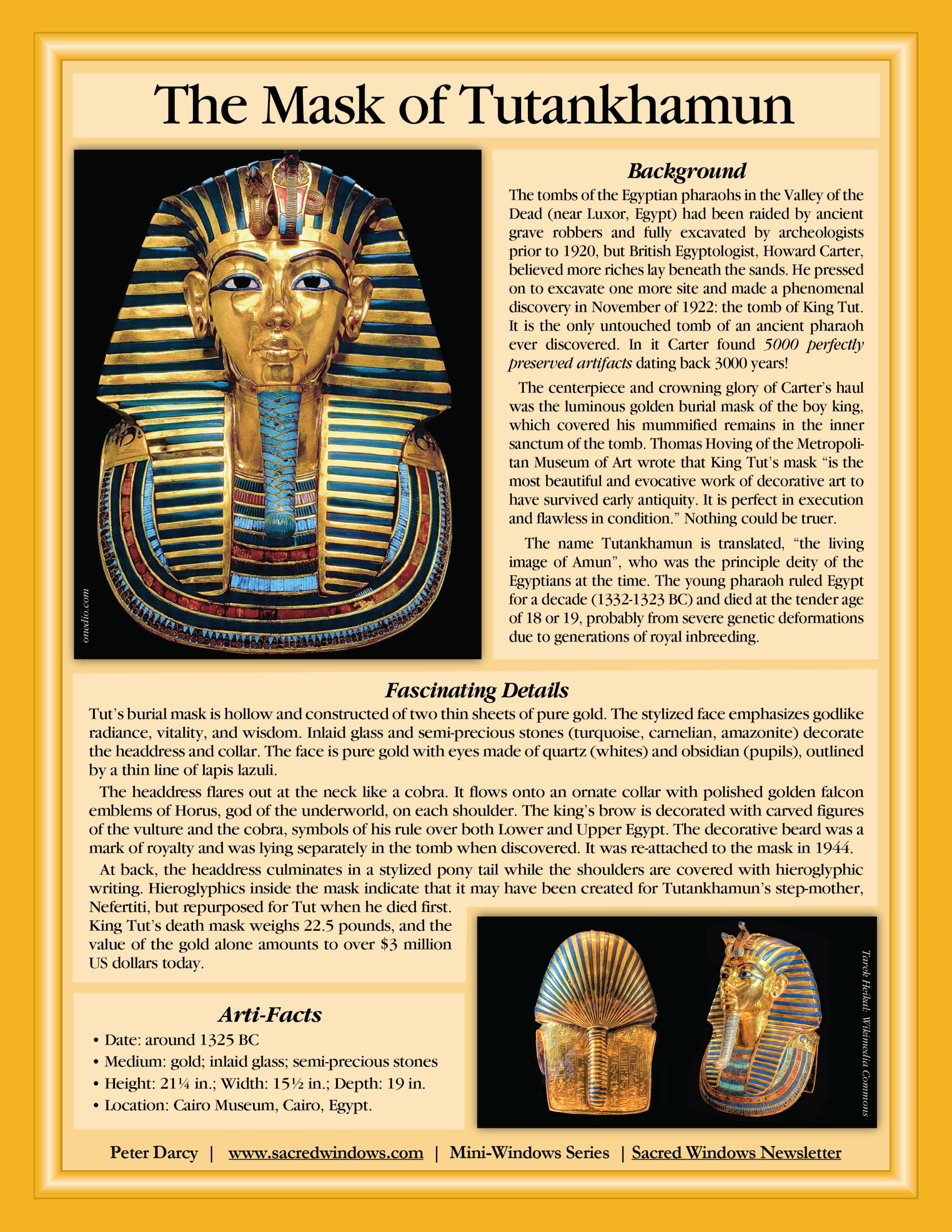 Mini-Window of Tutankhamun mask with text