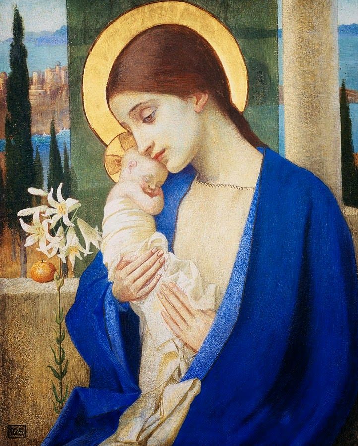 Madonna and Child_watercolor with lillies_lovely