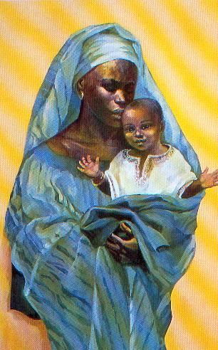 Madonna and Child_African with blue Madonna and Christ blessing