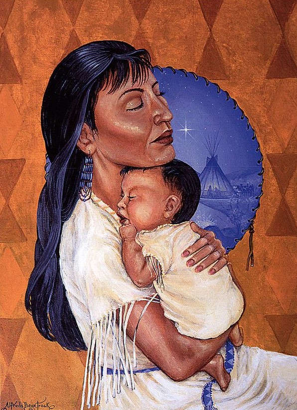 Madonna and Child_American Indian with teepee and star in background
