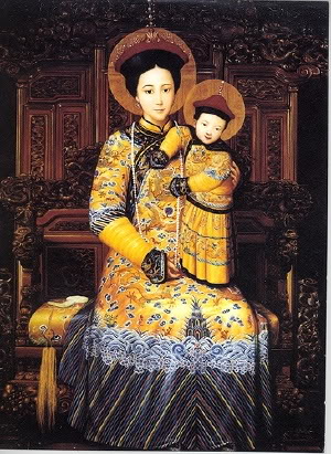 Madonna and Child_Chinese with yellow royal garments and hats