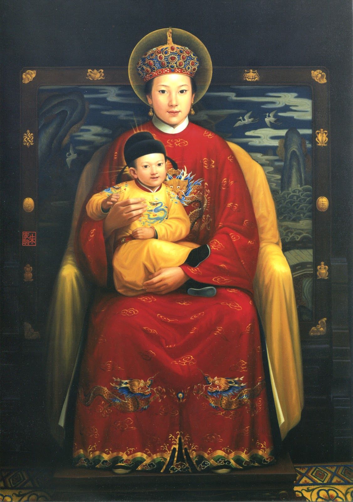Madonna and Child_Chinese with red and yellow royal garments