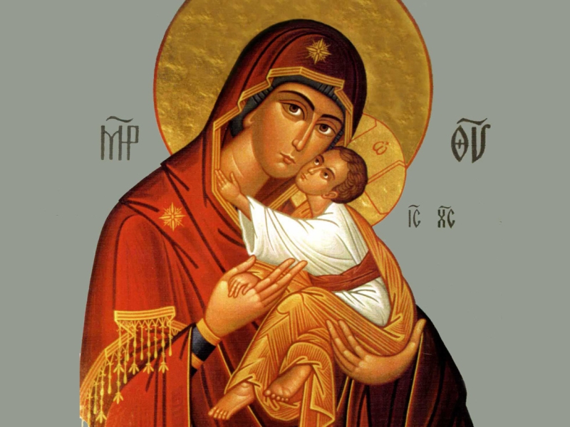 Madonna and Child_Byzantine style with faces touching