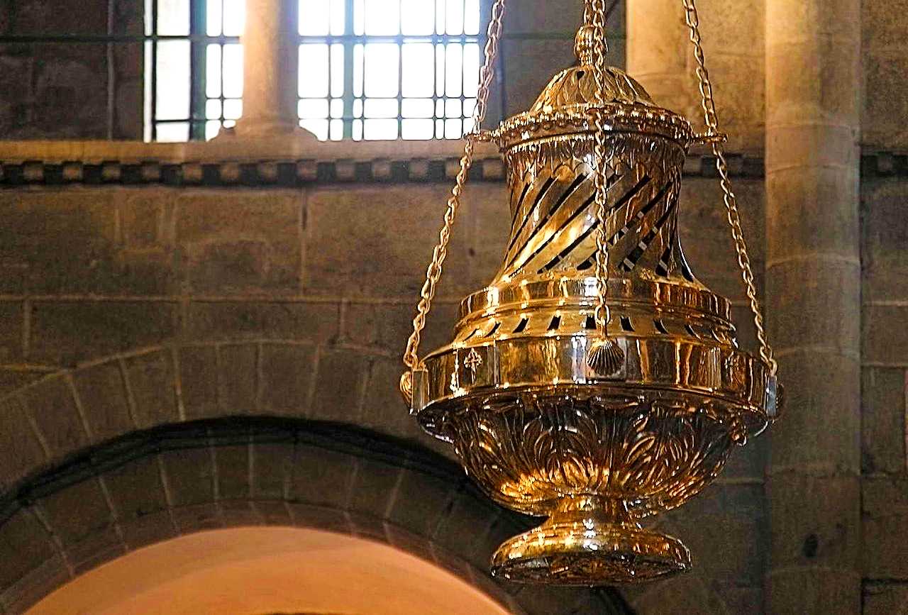 huge thurible in st james cathedral in spain
