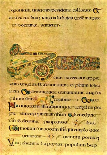 a page of illuminated script from the Book of Kells