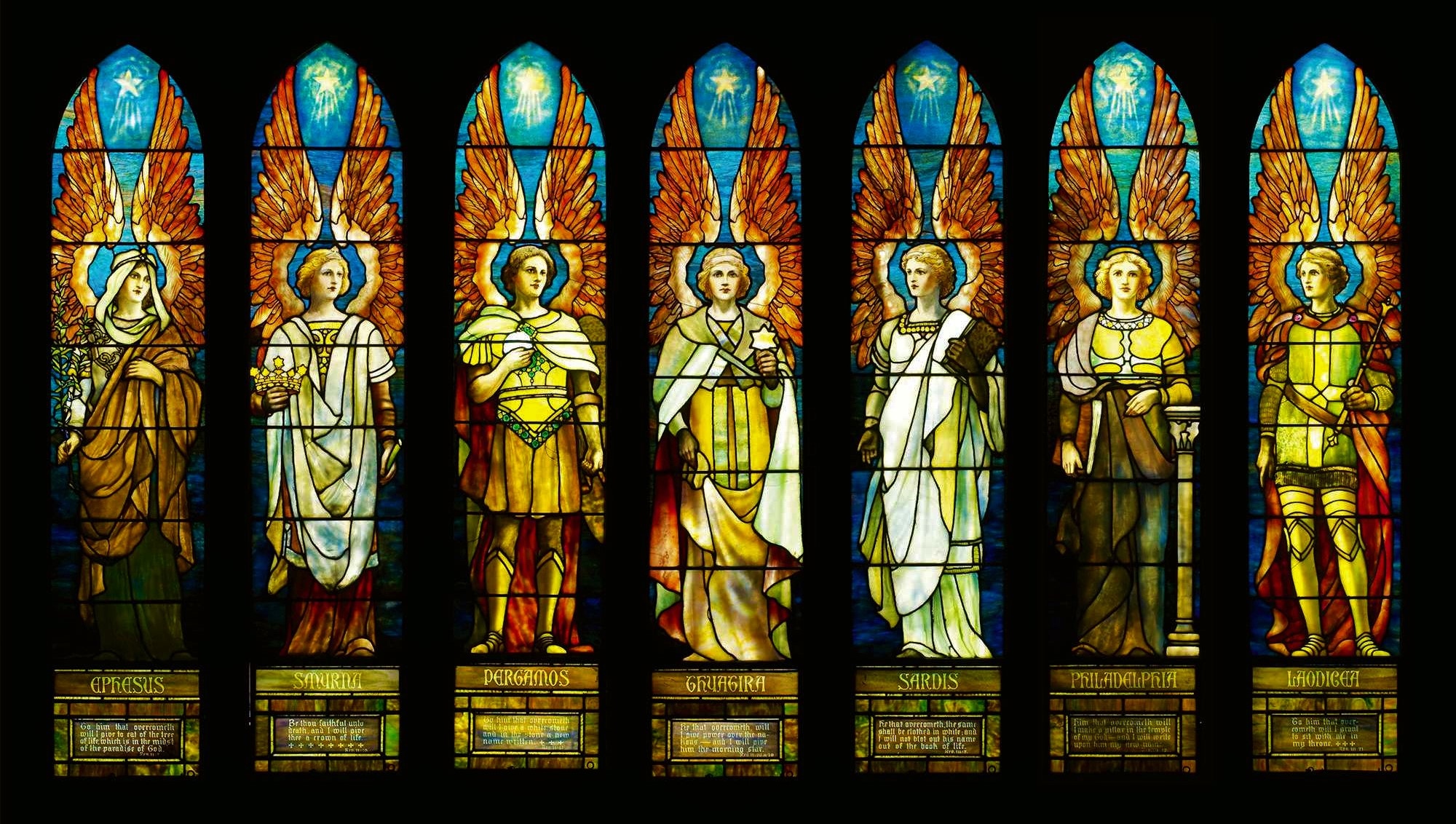 stained glass windows in cathedrals angels