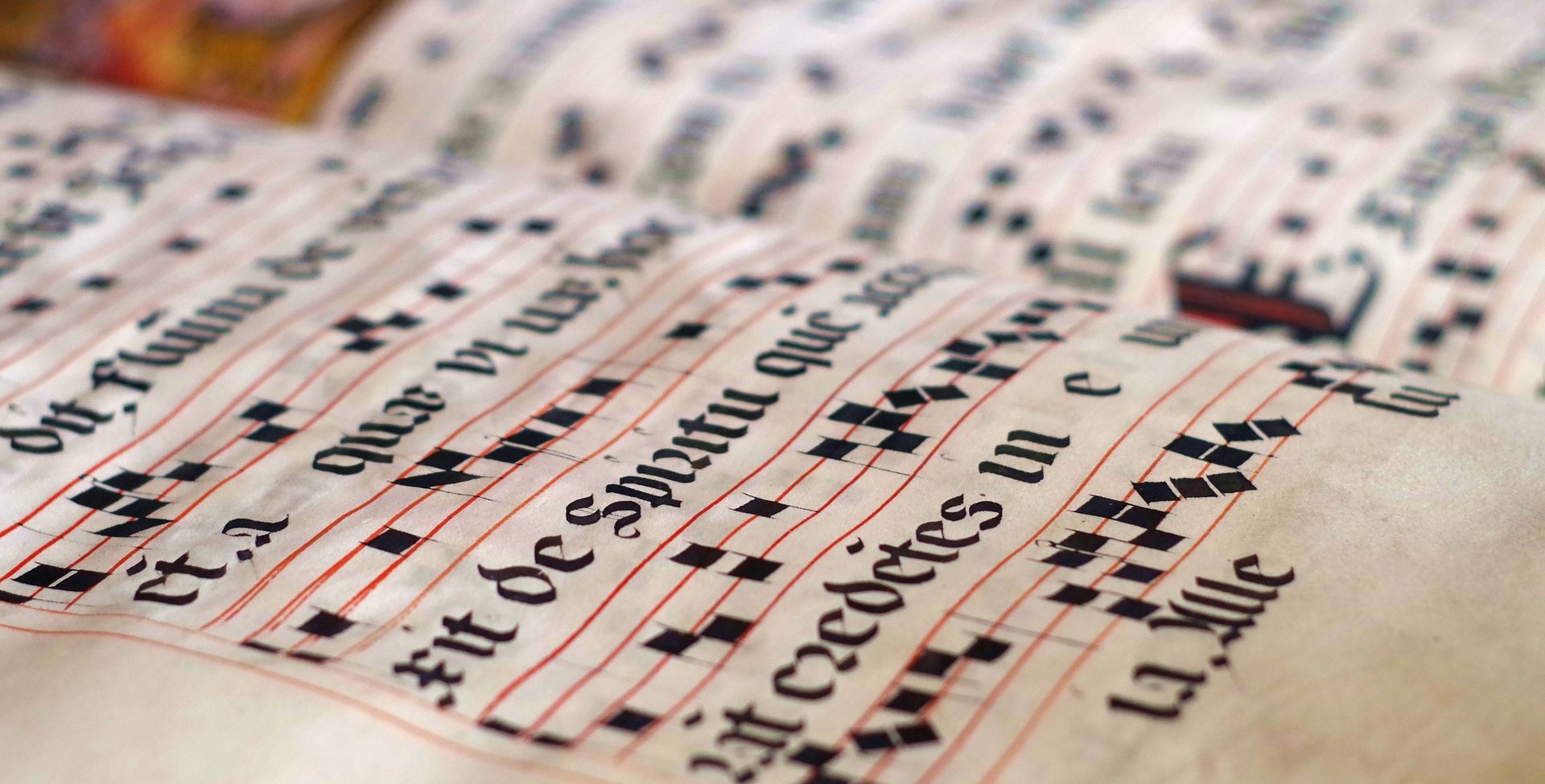 page og Gregorian chant viewed from side angle