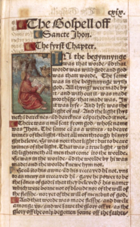 Page of Tyndale version of Gospel of John