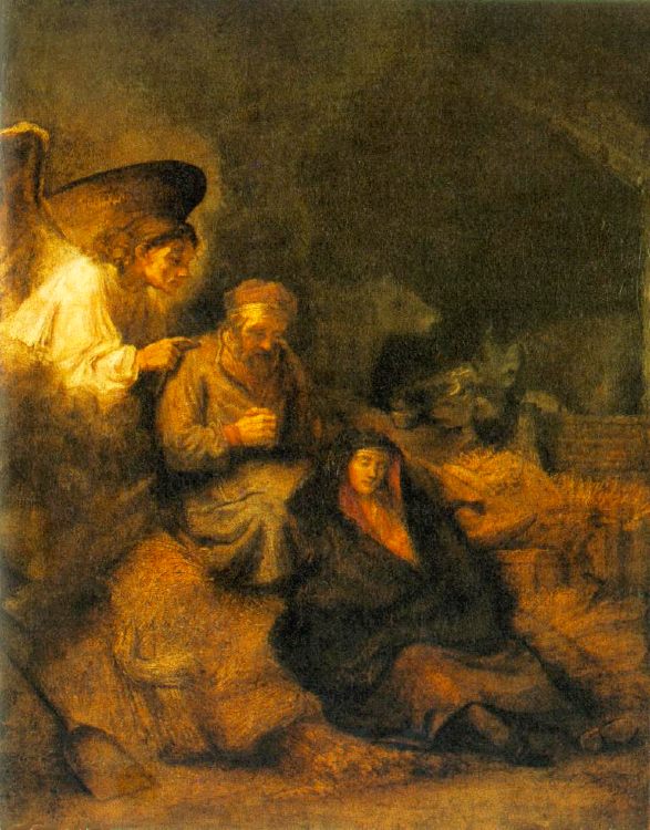 Joseph receives dream from an angel Rembrandt