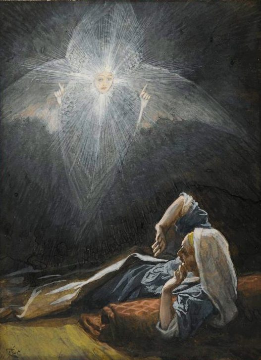 Joseph receives dream from an angel Tissot