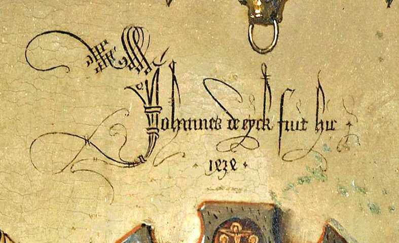 florid calligraphied signature of Jan van Eck dated 1434