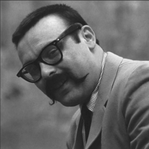 side view of Vince Guaraldi with handlebar mustache