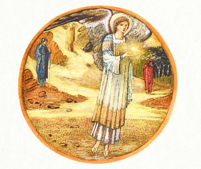 drawing of an angel carrying a start