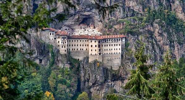 Sumela Monastery in Turkey on side of mountain