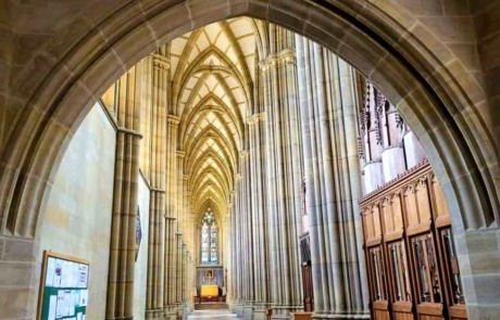 gothic cathedral side corridor pointed arches