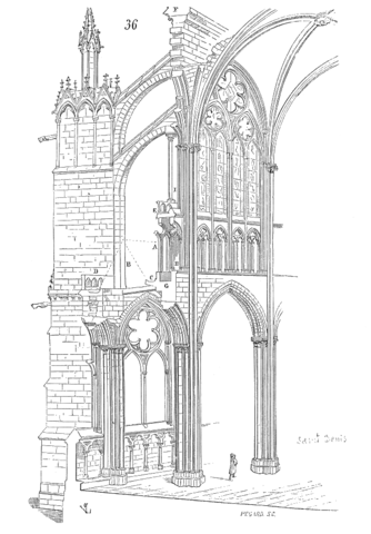 architect's drawing of a design for a flying buttress