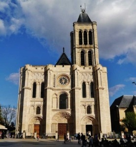 facade of the basilica of saint denis outside of paris